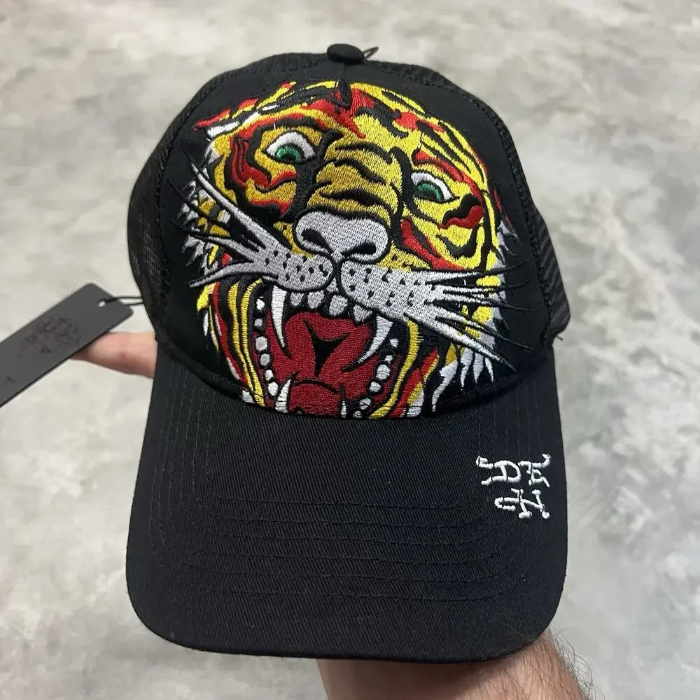 Ed Hardy Trucker Hat Tattoo Tiger Black Snapback Cap